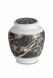 Mini urna funerária de porcelana 'Classica' | Padrão de mármore preto com bordas douradas