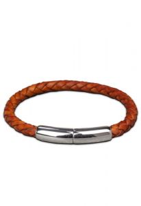 Bracelete de couro trançado com suporte para cinzas