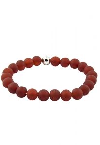 Pulseira para cinzas em ágata vermelha com elemento prateado
