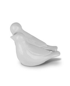 Mini urna funerária de cerâmica „Birds of Love“, branca