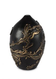 Urna para cinzas em bronze preto com motivo dourado