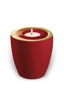 Mini urna de cerâmica para cinzas 'Luna' com porta-vela rubio ouro