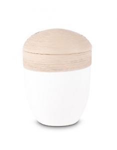 Urna cinzas de cerâmica 'Horizonte' bege/branco