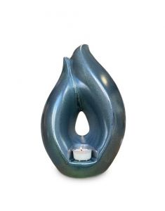 Urna funerária 'Flame of Memory' para velas de LED cinza-azulado