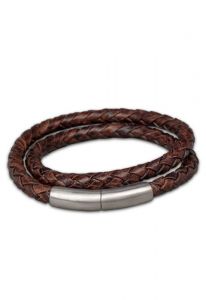 Bracelete de couro trançado com suporte para cinzas
