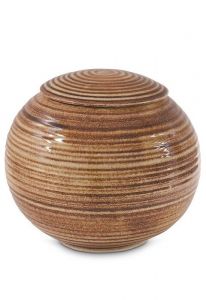Urna para cinzas de porcelana 'Sfera' - Marrom ferrugem - pintada à mão