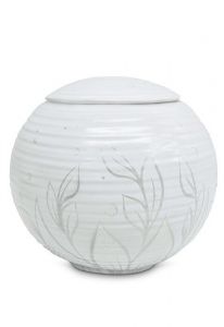Urna para cinzas de porcelana 'Sfera' - Flores metálicas prateadas