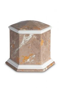 Urna funerária de porcelana 'Esagono' | Padrão de mármore marrom