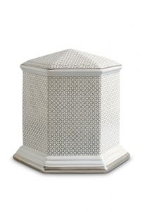 Urna funerária de porcelana 'Esagono' | Trevos de quatro folhas com bordas duplas platinadas