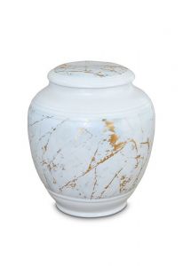 Mini urna funerária de porcelana 'Classica' | Mármore de Carrara com veios dourados