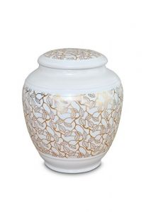Mini urna funerária de porcelana 'Classica' | Folhas de ouro puro