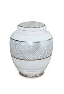 Mini urna funerária de porcelana 'Classica' | Trevos de quatro folhas com bordas duplas platinadas
