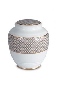 Mini urna funerária de porcelana 'Classica' | Trevos de quatro folhas com bordas duplas douradas