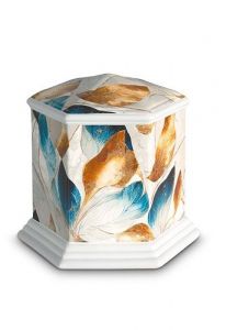 Mini urna para cinzas de porcelana 'Esagono' | Multicolor com estrutura natural