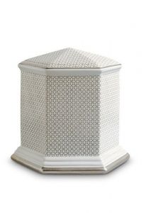 Mini urna funerária de porcelana 'Esagono' | Trevos de quatro folhas com bordas duplas platinadas