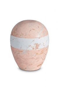 Mini urna para cinzas de porcelana 'Planet' - Padrão de mármore rosa