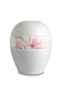 Mini urna para cinzas de porcelana 'Planet' - Faixa com flores rosas