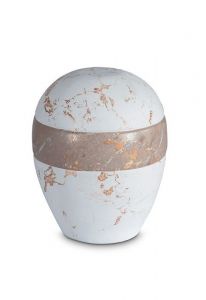 Mini urna para cinzas de porcelana 'Planet' - Padrão de mármore branco e marrom