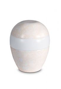 Mini urna para cinzas de porcelana 'Planet' - Padrão floral bege em relevo