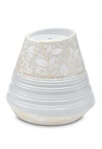 Urna para cinzas de porcelana 'Maya' | Padrão floral bege