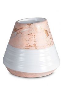 Urna para cinzas de porcelana 'Maya' | Padrão de mármore rosa