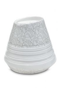 Urna para cinzas de porcelana 'Maya' | Folhas foscas platinadas
