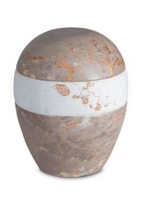 Urna para cinzas de porcelana 'Planet' - Padrão de mármore marrom e branco