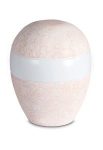 Urna para cinzas de porcelana 'Planet' - Relevo coral rosa