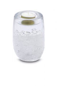 Mini urna para cinzas com castiçal de vidro de cristal