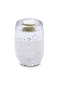 Mini urna para cinzas com castiçal de vidro de cristal