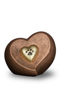 Urna de animais em forma de coração com pegada - grande