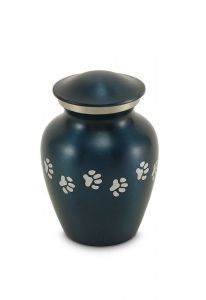 Urna para cinzas de animais com pegadas azul - pequeno