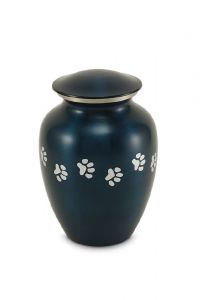 Urna para cinzas de animais com pegadas azul - grande
