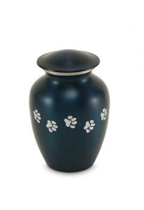 Urna para cinzas de animais com pegadas azul - médio