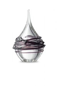 Mini urna gota para cinzas 'Swirl' transparente de vidro de cristal