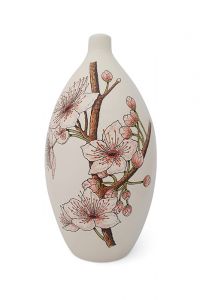 Urna para cinzas pintada à mão 'Flor de Cerejeira'