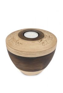 Mini urna de cerâmica artesanal com castiçal