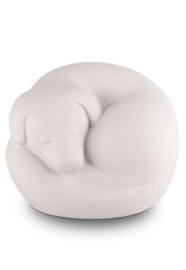 Urna para cão em porcelana “Cãozinho a dormir”, branco