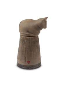 Urna de cerâmica para gato feita à mão com coração – antracite