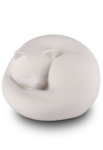 Urna para gato em porcelana “Gatinho a dormir”, branco