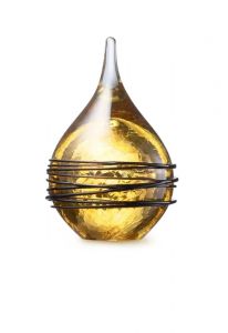 Mini urna gota para cinzas 'Swirl' krakele gold  de vidro de cristal