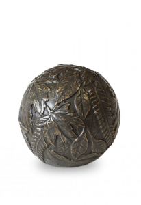Mini urna funerária em bronze 'Folhas de árvore'