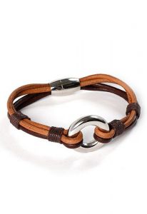 Pulseira em couro com suporte para cinzas