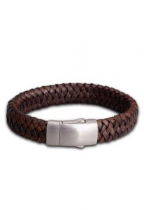 Bracelete de couro trançado com suporte para cinzas