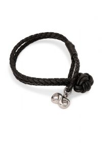 Bracelete de couro trançado com suporte para cinzas