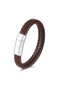 Bracelete de couro trançado com suporte para cinzas