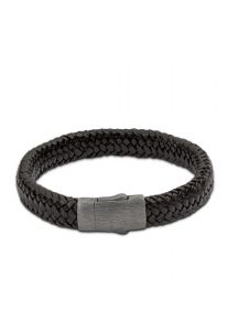Bracelete de couro trançado com suporte para cinzas