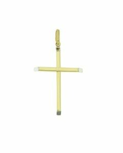Pingente memorial em forma de cruz em ouro bicolor 14k