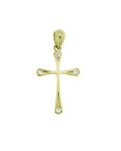 Pingente memorial em forma de cruz em ouro bicolor 14k