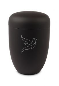 Urna funerária metálica preta – Linha com pombo